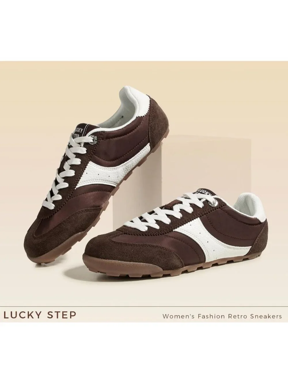 Women's Brown Retro Fashion Lightweight Non Slip Thin Sole Comfortable Sneakers